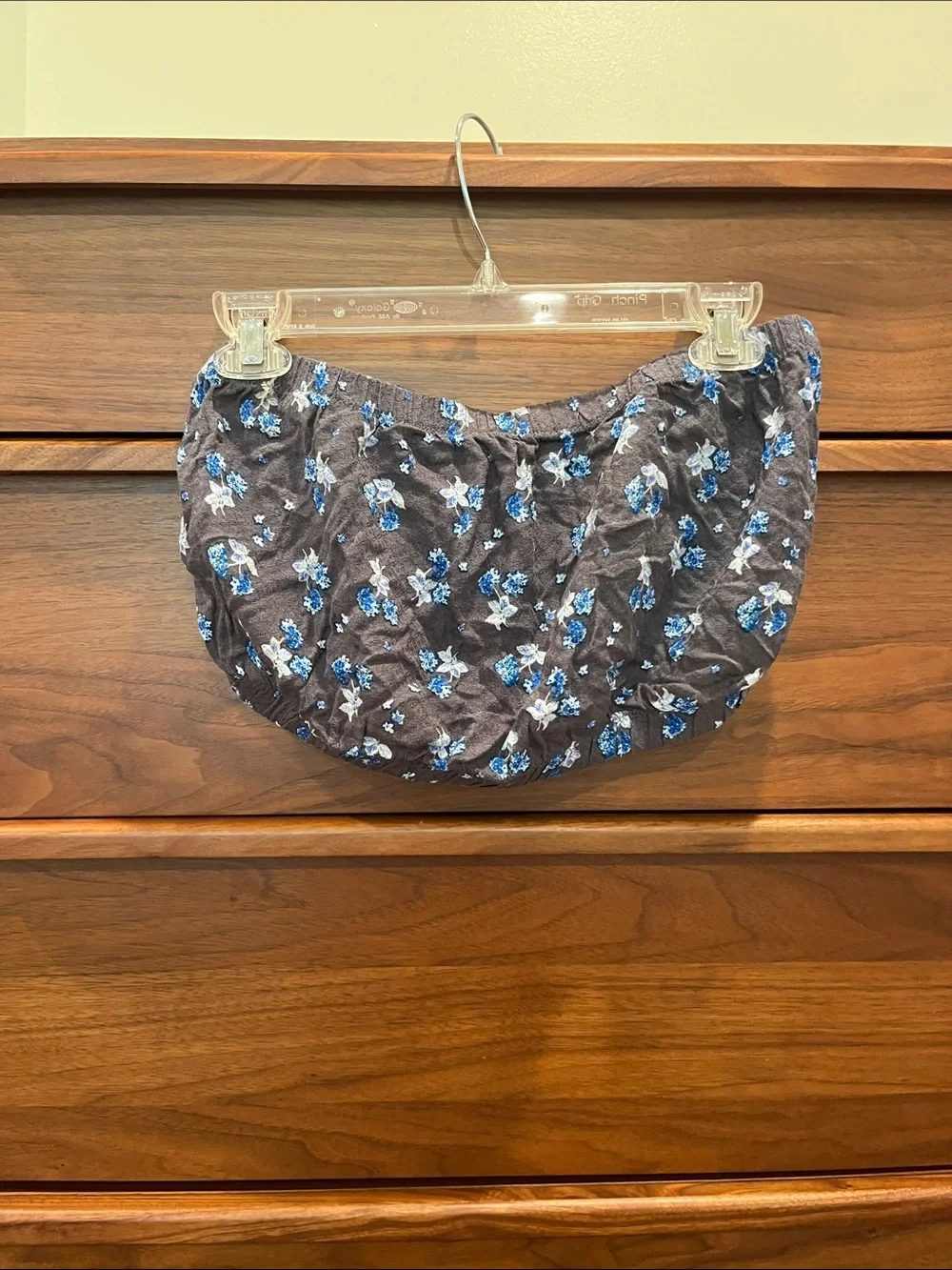 Free People Floral Crop Top in Black with Blue Flowers